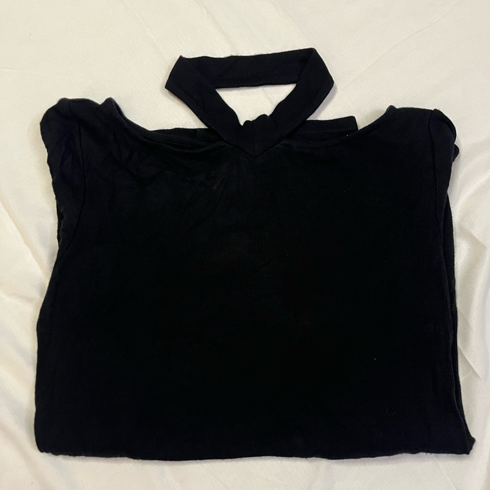 Guess Black Women's Blouse with Unique Neckline